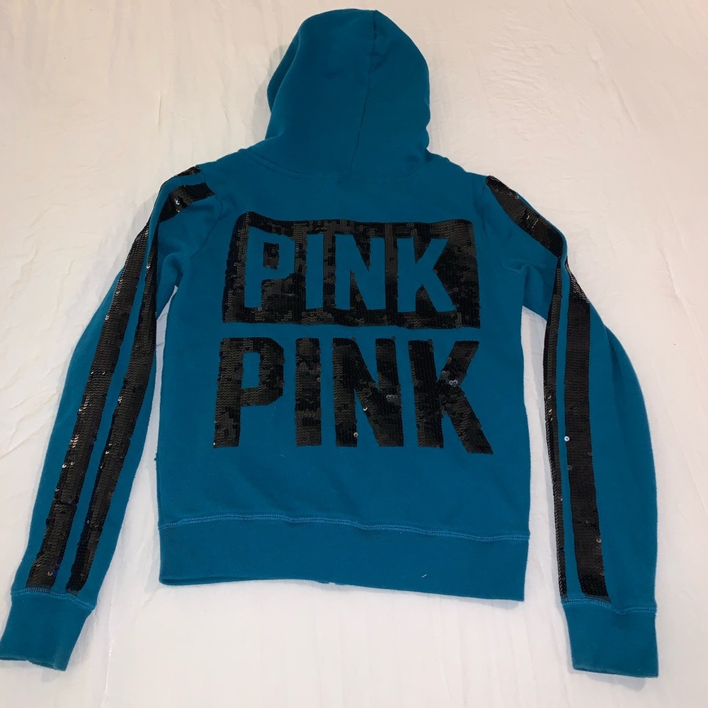 4/$25♦️PINK Victoria Secret Turquoise Zip hoodie